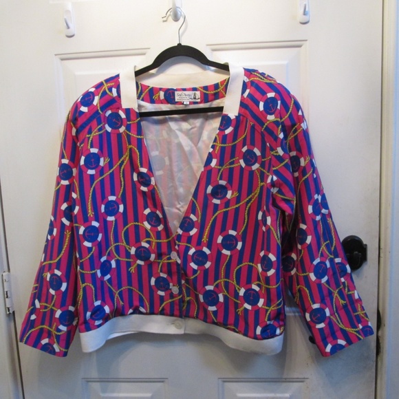 VtG Sail Away designed for Royal Cruise Line  NAUTICAL PINK/BLUE jacket Sz M - Picture 6 of 13